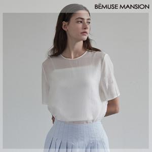Sheer modern half-sleeve top - Ivory