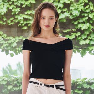 Off Shoulder Shirring T-Shirts - Black