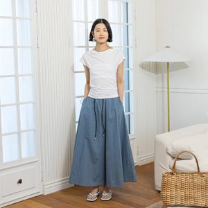 LS_Blue cotton skirt_BLUE