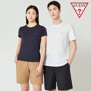 커플 슬럽 라운드 반팔티 여 OO2KE433