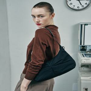 뉴욕 액세서리 [[25SS]] JABA5E248BK [보우백] 블랙 나일론 원단 셔링 숄더백 M