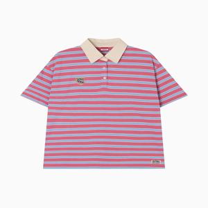 Multi Stripe Collar T Shirt_Skyblue Pink