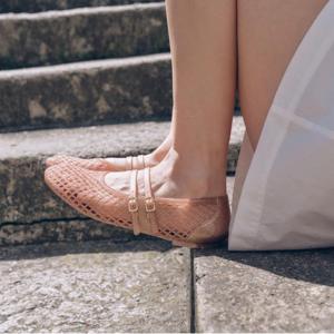 [최초가 49,000원] 카멜레 네트젤리 플랫 Beige 1cm