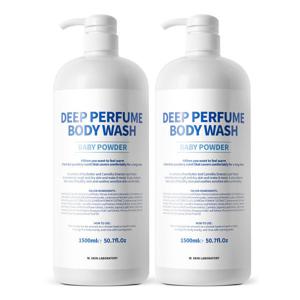 (1500ml 2개입) W.피부연구소 딥 퍼퓸 대용량 바디워시 베이비파우더향