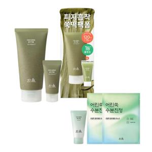 한율 쑥떡팩폼 클렌징 120ml+15ml +어린쑥 클렌징 팩밤 15g+마스크팩 2장