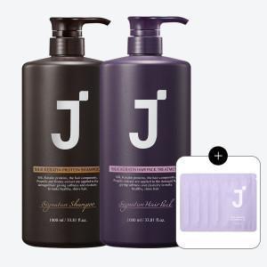 제이숲 실크 케라틴 샴푸 시그니처향+트리트먼트 시그니처향 1000ml +워터팩2X 3g5매