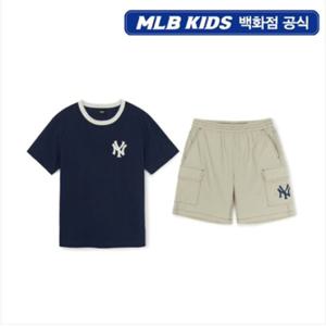 MLB키즈 [7AS1B3253-50NYS] 스트릿 베이직 로고 티셔츠 상하세트