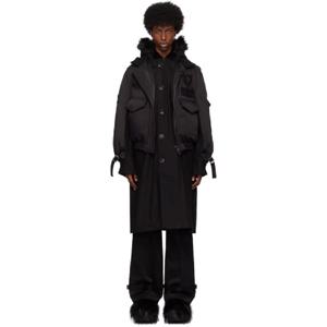 사카이 코트 블랙 SPIEWAK 곤즈 멀티 패치 다운 코트 242445M176003