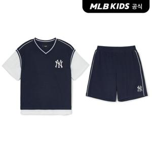 [MLB키즈 공식] 25SS 바시티 베스트 반팔 세트 NY (Navy) 7AS1V0353-50NYS