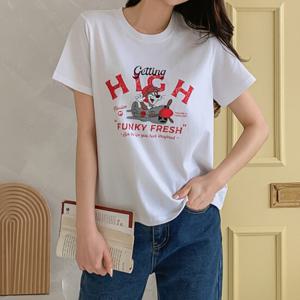[올리비에스클로젯] 하이 톰 프린팅 반팔 티셔츠_O2506TS083B