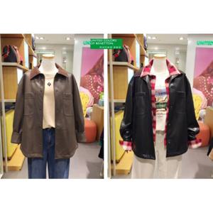 베네통(BAJP91511) UCB 스퉤이드카라 페이크 레더점퍼