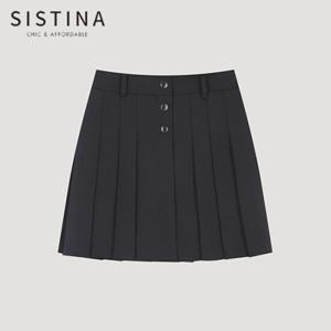 [SISTINA] 인기 버튼 플리츠 미니 스커트_AWWSKO11030_BK