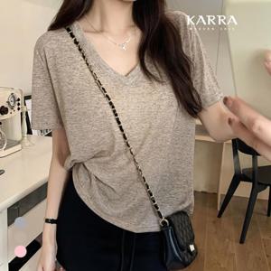KARRA 브이넥멜란지시스루티셔츠_A4M1080