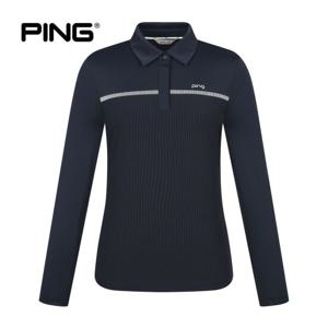 [핑](본사) [PING] 여성 골조직 라인 카라 긴팔 티셔츠 121E2TO3