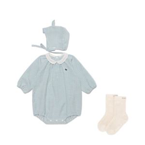 [블루독베이비]우븐체크세트바디슈트+양말 45170-040-07-08