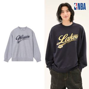 NBA N251TS031P 공용 오버핏 GSW,LAL 팀 레터링 맨투맨 STG