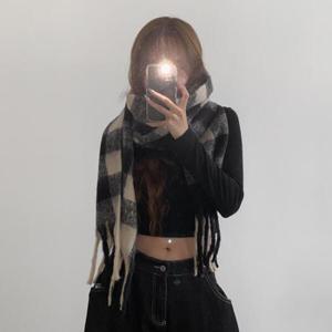 아트박스/라이니 포근 빅사이즈 숄 체크 목도리 머플러 ac-9502c