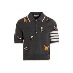 Thom Browne 4 바 Birds Bee 인타르시아 니트 폴로 셔츠 MKP083AY1002 035 TP934810863