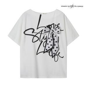 나인식스뉴욕  레터링 도트 리본 티셔츠 (NP4TS008M0)