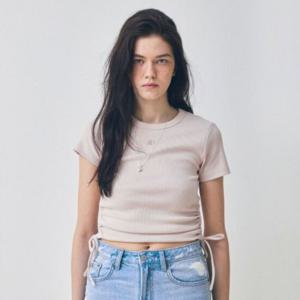 [후아유]여성 Ribbed Shirring T-Shirt WHRAF3724F