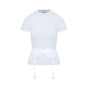 발렌시아가 란제리 디테일 크루넥 티셔츠 828869TNVB2 9012DIRTYWHITE TP936527398