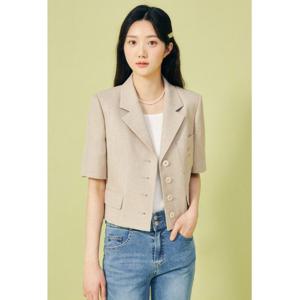 [제이제이 지고트]자수 포켓 싱글 크롭 재킷 GP5A0JK801-BS