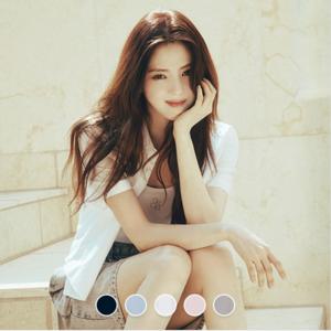 [지오다노]여자 여름 쿨 썸머 크롭 면 반팔 셔츠 345515