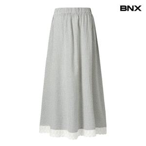[BNX]레이스 체크 롱 스커트 (BX2SK014L0)