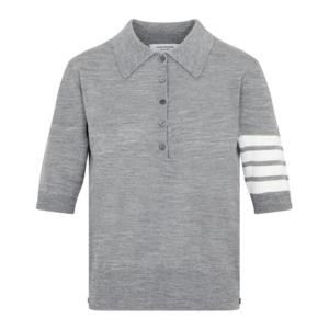Thom Browne 포 스트라이프 버튼 니트 폴로 셔츠 FKP053AY1014 055LT TP942792576