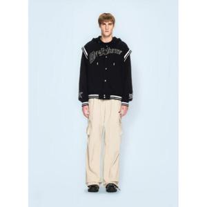 25 SS 오프화이트 남성 Fleece 00 Varsity Hooded Jacket ofw0160089blk