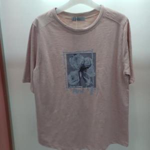 Destijl HC06 국내생산 면100 뚝떨어지는 5부반팔 라운드 꽃프레임 면티 D2523ts39P