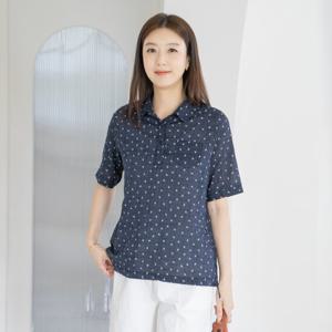 엄마옷 마담4060 잎사귀반오픈블라우스 여름블라우스 -ZBL2506036-