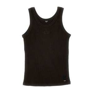 펜디 블랙 리브드 텍스처 슬리브리스 탑 FY1278 AU9K F1NIC