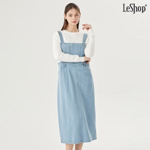 [르샵]데님 원포켓 뒷 트임 멜빵 롱 원피스 (DO1OW012A)