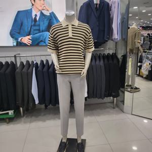 [파렌하이트]2025년 베이지 단가라 반팔 티에리 니트FKU83212_DG