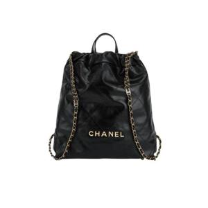 샤넬 22 백팩 샤이니 카프스킨   골드 메탈 블랙 AS3313-B08037-94305
