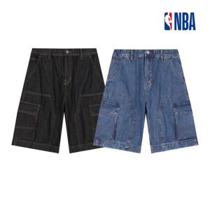 NBA 남녀공용 오버핏 버뮤다 카고 데님 팬츠 밴딩 청반바지 N252DP142P