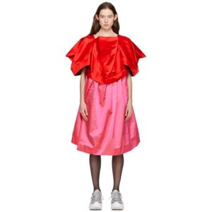 25 SS 꼼데가르송 여성 레드   핑크 오버사이즈 미디 드레스 232245F054000