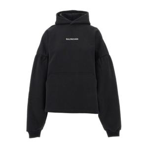 발렌시아가 블랙 로고 후드티셔츠 818433 TRVJ3 1070