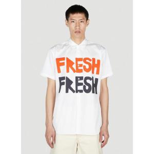 25 SS 꼼데가르송 남성 x Brett Westfall 텍스트 프린트 셔츠 cdg0152015wht