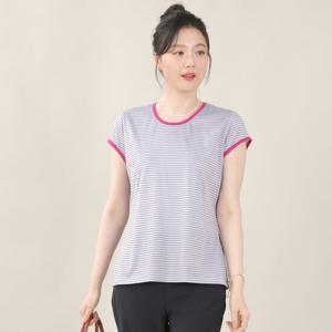 애비뉴투지 엄마옷 실켓 면 혼방 잔 스트라이프 여름 반팔 티셔츠 A06557