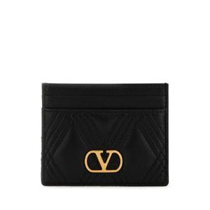 VALENTINO GARAVANI Black nappa leather Quiltie 67 card holder 7W2P0AS1MIC 0NO