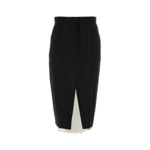 마르니 여성 블랙 울 미디 스커트 GOMA0767U0TW839 00N99