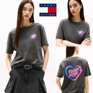 타미힐피거 TOMMY HILFIGER DW21358-BDS 여자 가먼트 다이 로고 반팔 티셔츠