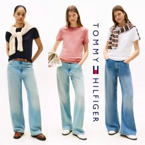 타미힐피거 TOMMY HILFIGER XW04785-YCF 여자 Drapey 부드러운 코튼 반팔 티셔츠