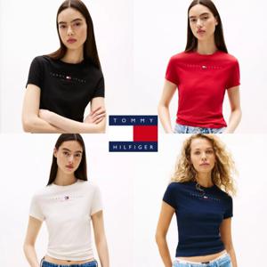 타미힐피거 TOMMY HILFIGER DW21422-BDS 여자 로고 슬림핏 반팔 티셔츠