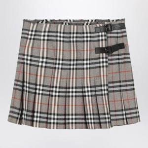 BURBERRY Grey wool kilt skirt with Check pattern 8113042167564/R_BURBE-C3142
