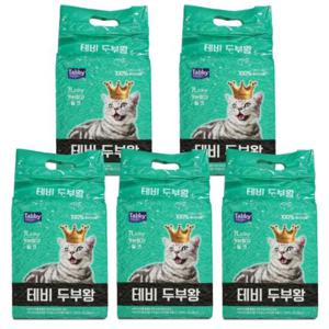 테비 두부왕 가는입자7L 밀크X5개(1박스) 배변모래 고양이모래 애묘모래 응고형모래 화장실모래