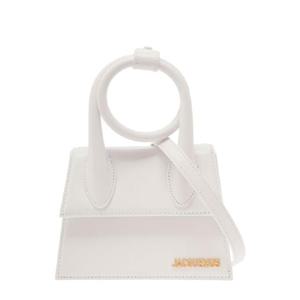 JACQUEMUS & 39 Le Chiquito Noeud& 39  로고 디테일 화이트 가죽 여성 크로스바디 백 213BA0053000100