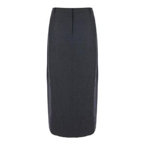 THEORY Midi Grey Skirt with Slit in Wool Blend Woman O0801304A08
